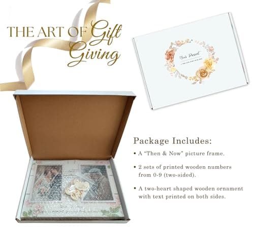 (1-99th) Wedding Anniversary Picture Frame, Anniversary Wedding Gift for Couple, Newlyweds. Engagement Gift for Her or Him. Then & Now Double Picture Frame (4”x6”)