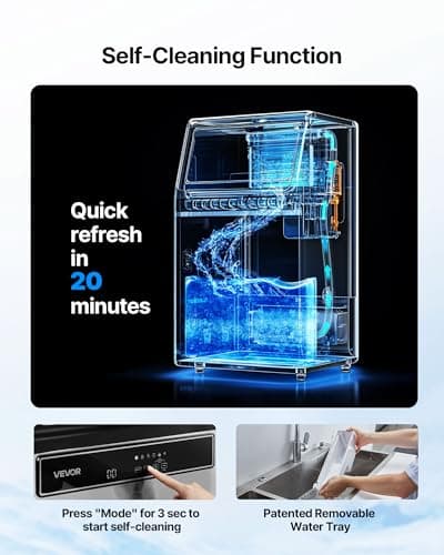 VEVOR Commercial Ice Maker Machine, 130Lbs/24H with 33Lbs Storage, 45 Cubes per Cycle, Stainless Steel Freestanding & Under Counter Ice Maker with LED Display & Self-Cleaning, for Home Bar Restaurant