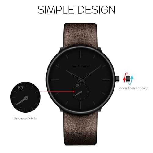 FIZILI Mens Watches Ultra-Thin Minimalist Waterproof-Fashion Wrist Watch for Men Unisex Dress with Leather Band