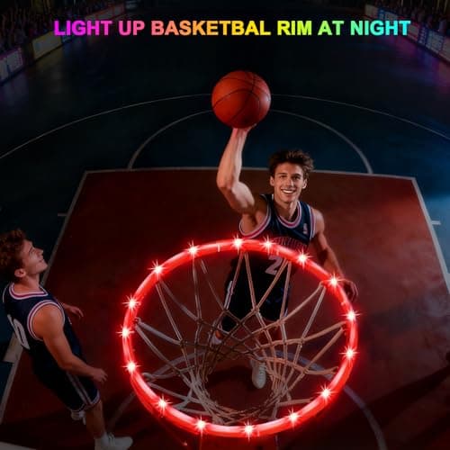 LED Basketball Hoop Lights, Remote Contral Basketball Goal Accessories Light Up Hoop Rim, 16 Color Change, Waterproof, Basketball Gift for Youth Boys Girls Men Kids