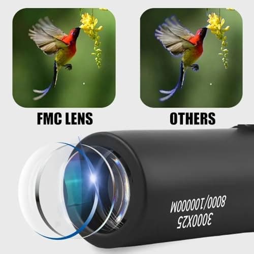 Portable Binoculars, 3000x25 Long-Focus HD Professional Monocular for Adults, Suitable for Outdoor Camping and Hunting (Black)