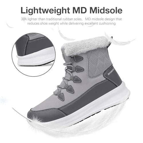 Dannto Womens Winter Snow Boots Warm Fur Lined Ankle Shoes Water Resistant Booties Non Slip Sole