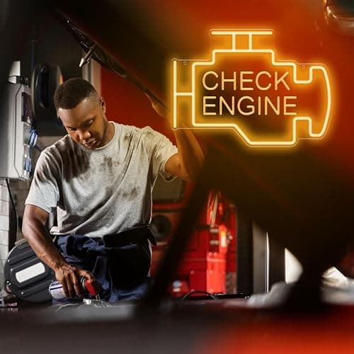 Kavaas Check Engine Neon Sign, LED Garage Sign for Car Room Decor | Check Engine Light Neon Sign for Garage Decor, Auto Repair Workshop, Man Cave - Best Gifts for Dad, Car Enthusiast (Golden Yellow) B0D372TXF5