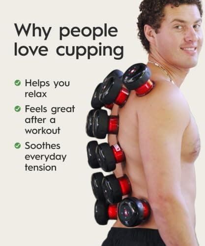 REVO The Original 4-in-1 Smart Cupping Therapy Massager, Red Light Therapy for Targeted Pain Relief, Knots, Aches, Muscle Soreness, Circulation & Tighter Skin, Portable Cupping Kit