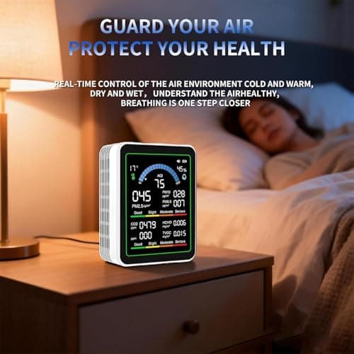10 in 1 Indoor Air Quality Monitor, Air Tester, Portable Smartair Quality Tester for CO2 | CO | TVOC | HCHO | Temp | AQI | PM0.3-1 Detection Suitable for Home, Cars, Plants, Pets and Hotels