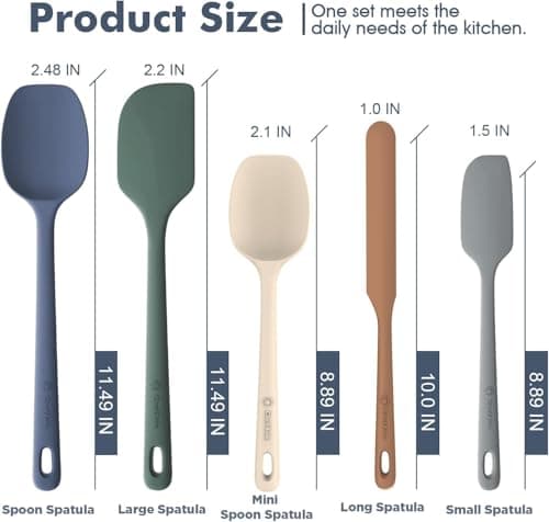 Food Grade Silicone, Heat Resistant Up to 600°F, Upgrade Strong Handle, Safe for Nonstick Cookware,Ideal for Cooking & Baking ChefAide 5 Pieces Silicone Spatulas Set, Heat Resistant Rubber Spatula B0CHGFG64S