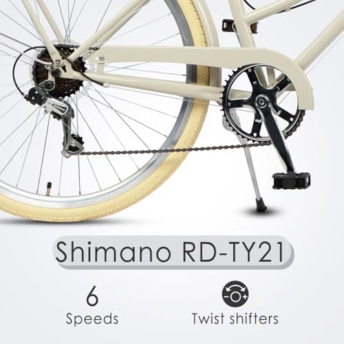 AVASTA Vela Hybrid Bike for Adult Women Female Lightweight Step Through 26 Inch High Tensile Steel Frame City Commuter Comfort Lady Bicycle, 6-Speed, Multiple Colors