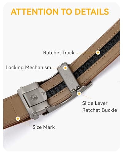CHAOREN Mens Belt - Mens Ratchet Belt Leather 1 3/8" for Dress Pant - Micro Adjustable Belt Fit Everywhere