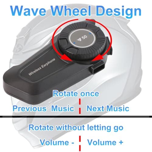 Motorcycle Helmet Bluetooth Headset - Skiing Earphone Waterproof Helmet Headset with Noise Cancellation Ultra-Thin Wireless Headphones Works with All Helmets