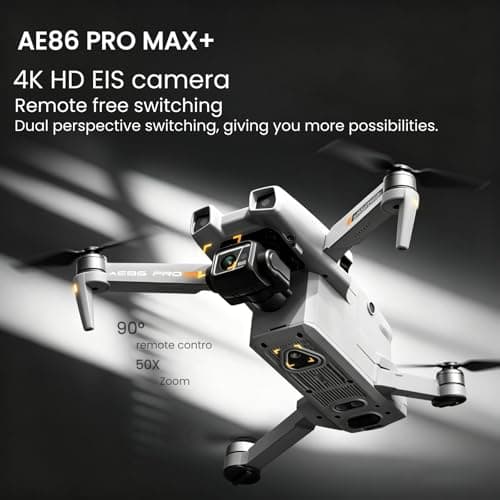 AE86ProMax+Drones with Camera for Adults 4K Video,Touch Screen Tablet Remote and 3-Axis Mechanical Gimbal, 5G Digital Transmission, 360° Laser Obstacle Avoidance, GPS Auto Return,Three 8000mAh 45 Mins Long Endurance, 500g Payload, Smart Follow Waypoint Flight Foldable Quadcopter, Up to 5 Miles Range (Grey) 3 Batteries + 64GB TF Card Bundle)