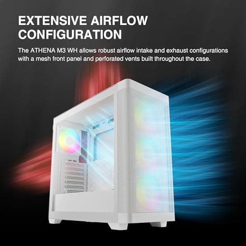 GAMDIAS White ATX Mid Tower Computer Case Tempered Glass, Gaming PC Case Support Dual 360mm AIO/Radiator, 7x120mm Case Fans (4X 120mm Built-in), 420mm GPU/VGA, USB3.0X 2, Type C x1, 170mm CPU Cooler