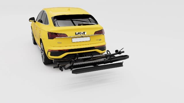 Ebike Rack with Ramp, Foldable Bike Rack for Tow Hitch, Heavy Duty Bike Carrier for 2 Fat Tire Bikes with 300LBS Load Capacity - Fits SUV, Truck, Trailer, RV