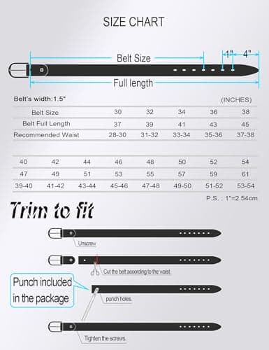 WOLFANT 1.5" Full Grain Leather Belt for Men in Gift Box,100% Italian Real Solid Leather