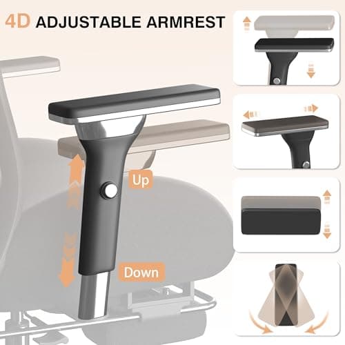 750lbs Big and Tall Office Chair with Wide Thick Seat Cushion,Ergonomic Mesh Office Chairs for Heavy People,Computer Desk Chair with 4D Armrests,Adjustable Lumbar Support for Long Hours Daliy Work