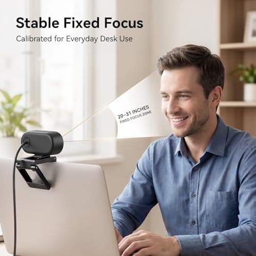 EMEET C100 1080P Webcam for PC, Fixed Focus, 66° FOV, Built-in Mic, Privacy Cover, Portable Metal Clip, Computer Camera for Home Office, Online Learning, Meetings, Streaming, Desktop, Laptop, PC USB-A