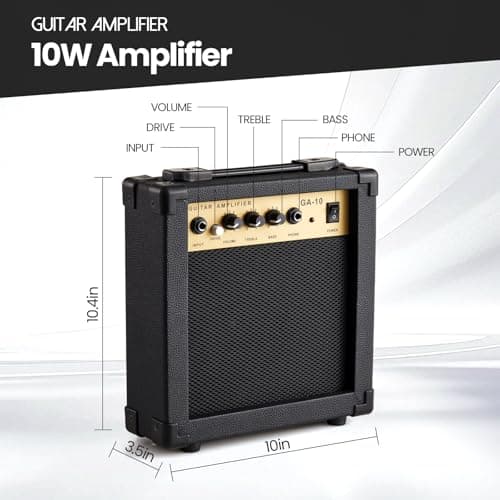 Meiou 39-Inch Electric Guitar Starter Kit ST Series-Complete starter kit with electric guitar, amp, strap, plectrum, tuner, strings, cable and guitar bag - Suitable for beginners (black)