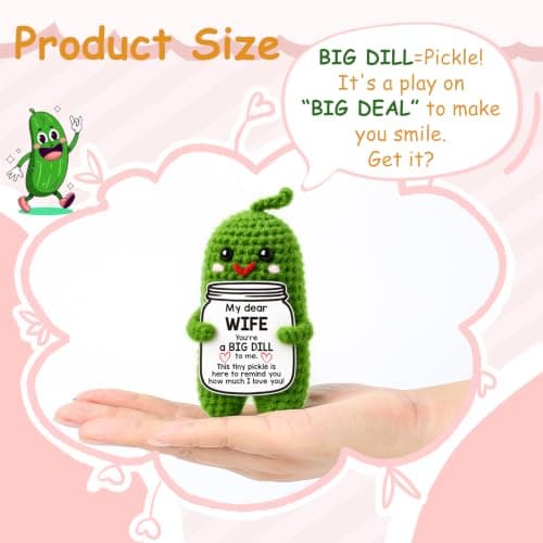 to My Wife Romantic Anniversary Wedding Gifts for Wife I Love My Wife Birthday Gift Ideas for Women Best Wife Present Gifts for Wife, Anniversary Birthday Gifts for Wife Handmade Crochet Pickle B0F18KSP6S