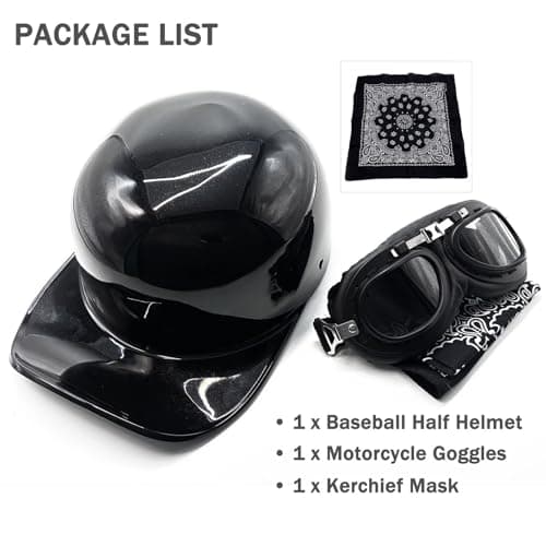 Vintage Open Face Motorcycle Helmet with Goggles, DOT Approved Half Helmet for Men & Women, Retro Jet Scooter Moped Cruiser Chopper Street Bike Helmet