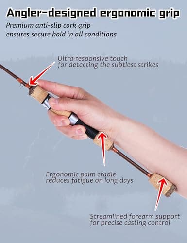 LITTMA Trout&PANFISH Ultralight Fishing Rod 2 PCS – Trout, Crappie, Panfish Micro Spinning Rods – Brown Carbon Fiber Blank, Cork Handle – for Beginners – 5’6”/6’/6’6”/7’