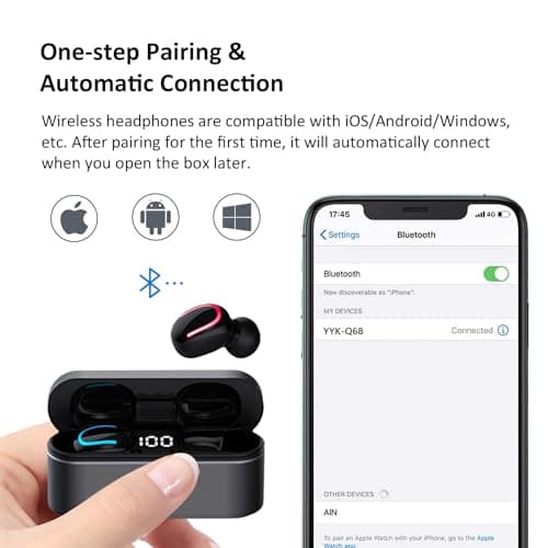 MOZC Wireless Earbuds Bluetooth 5.4, in Ear Lightweight Ear Buds with HiFi Stereo Sound & Deep Bass, Noise Cancelling Built-in Mics, 36H Playtime, IPX7 Waterproof Headphones for Sports, Android & iOS