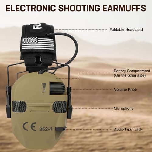 Electronic Ear Protection for Shooting with 5X Sound Amplification, Active Ear Protection for Gun Range, Gun Range Hearing Protection Muffs, NRR 26dB Noise Reduction Headphones for Hunting/Shooting
