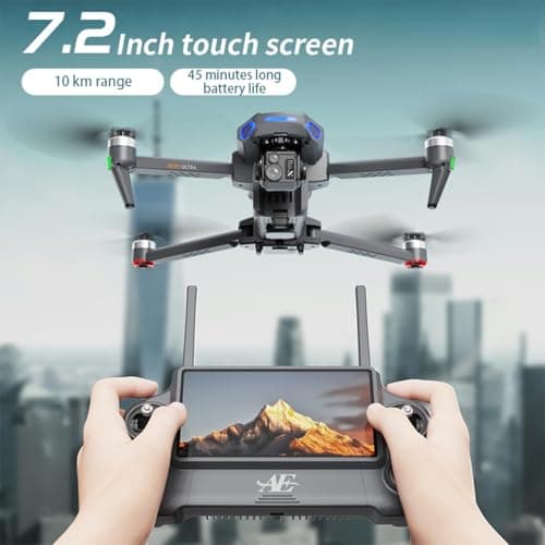 professional drone s with camera for adults 4K Video long range ,3-Axis Gimbal EIS 8K Camera drone with7.2'' HD Touch Screen on controller, 5G GPS Brushless Motor, Built-in Obstacle Avoidance 360 ，with Airdrop, 3 Batteries (black)