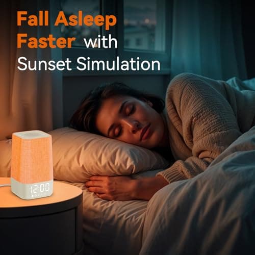 Wkzay White Noise Sound Machine: 30 Soothing Sounds, Sunrise Alarm Clock for Gentle Wake Up, Adjustable Volume & Night Light, Timer - Easy to Sleep, Relax, Focus