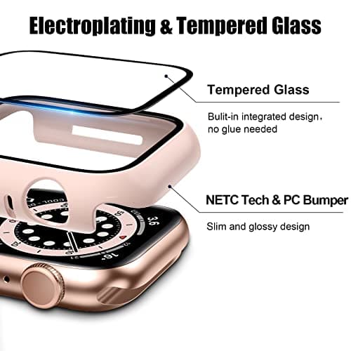 2 Pack Case with Tempered Glass Screen Protector for Apple Watch Series 3/2/1 38mm,JZK Slim Guard Bumper Full Coverage Hard PC Protective Cover HD Ultra-Thin Cover for iWatch 38mm,Pink+White