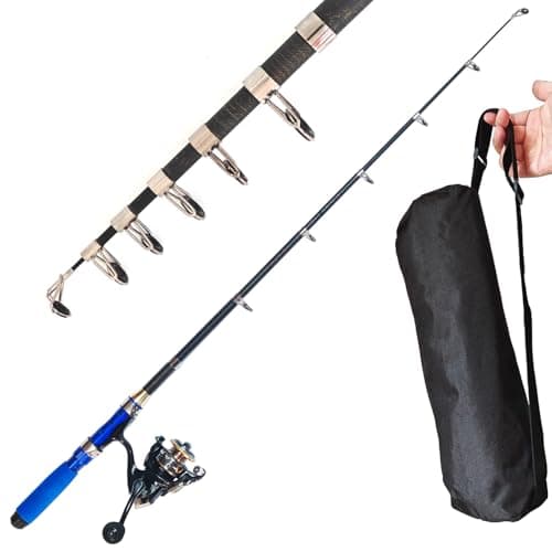 Portable 4.9Ft Telescopic Small Short Fishing Rod and Reel Combos, Shrink 13in Fishing Pole with Bag Line Hook Bait for All Season Fishing in Rivers, Lakes, Rafts, etc.
