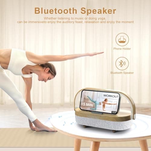 Nightstand Lamp with Wireless Charger,4 in 1 Touch Bedside Lamp Bluetooth Speaker,Portable Dimmable LED Night Light,Corporate Gifts Premium for Employees Clients,Birthday Gifts Women Wife Friend B0FJ1H1KCY