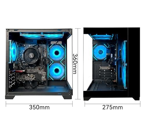 YAWYORE Gaming PC Desktop Computer AMD Ryzen 5 5600GT,16GB DDR4 3200MHz,1TB M.2 NVMe PCle,550W 80PLUS PSU,WiFi,Game Design Office Console,Sea View Room, Towers Prebuilt PC (Black)