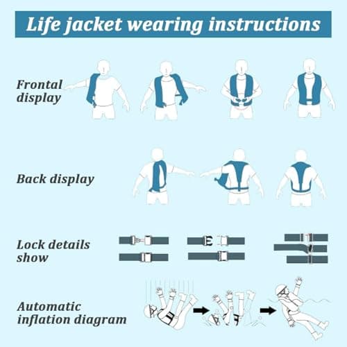 3-Pack 150N Automatic Inflatable Life Jacket – Adjustable Nylon Swim Vest with CO2 Inflation, Reflective Strips & Safety Buckle