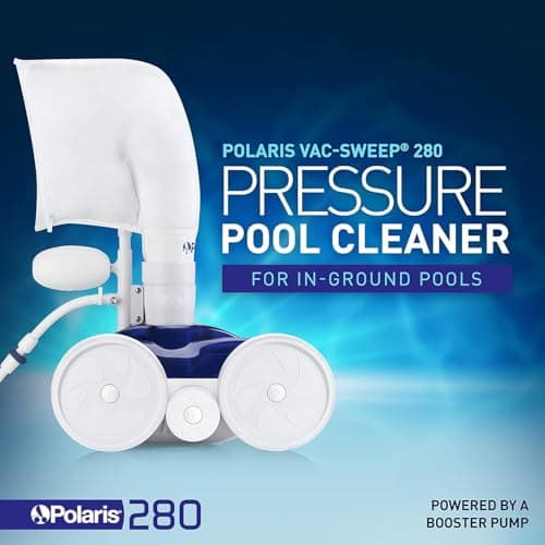 Polaris Vac-Sweep 280 Pressure-Side In-ground Pool Cleaner, Double Venturi Jet Powered, 31ft of Hose with an All Purpose Debris Bag