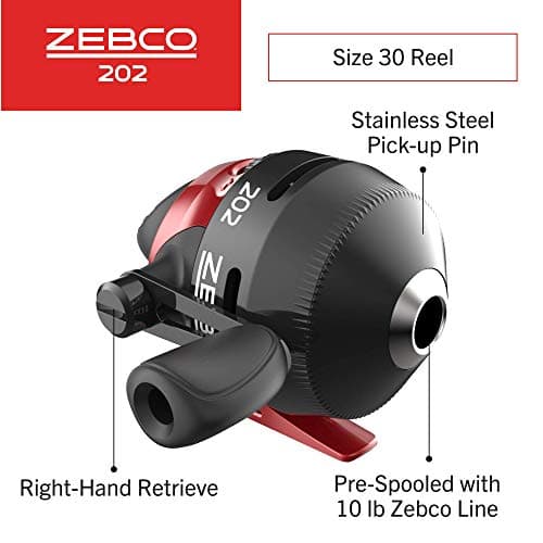 Zebco 202 & 404 Spincast Reels and Fishing Rod Combos (2-Pack), 5-Foot 6-Inch 2-Piece Fishing Pole, Size 30 and 40 Reels, Right-Hand Retrieve, Pre-Spooled with 10 lb and 15 lb Cajun Line, Black/Red