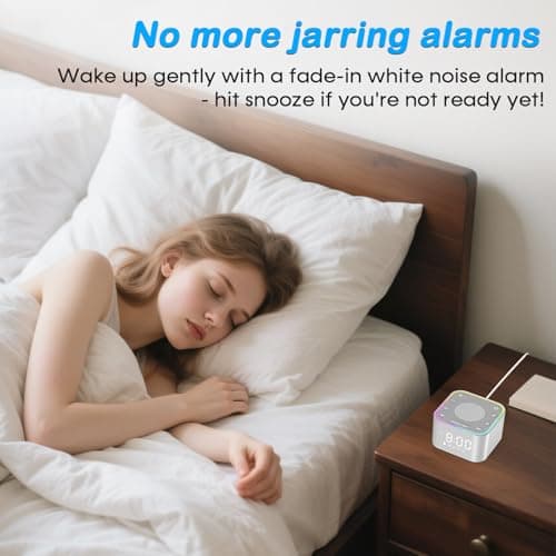 Wkzay White Noise Sound Machine: 30 Non-Looping Sleep Sound Therapy for Adults - Noise Canceling for Bedroom, Adjustable Night Light & Timer, Built-in Alarm Clock