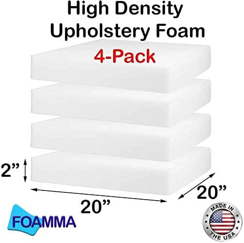 Foamma 4-Pack 2" x 20" x 20" High-Density Upholstery Foam Padding - Couch Cushion Replacement, Chair Foam, Square Padding for Seats