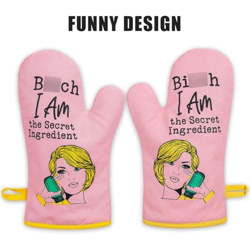 Miracu Oven Mitt, Funny Kitchen Cooking Oven Mitts, Pink Kitchen Accessories, Cute Baker Stuff, Baking Gifts for Women Mom, House Warming Gifts New Home Apartment, for Christmas Birthday Housewarming