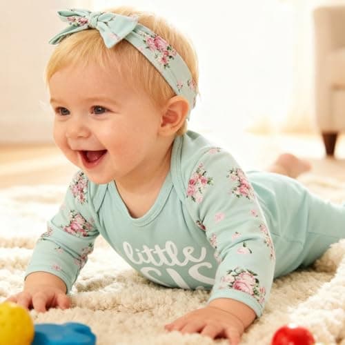 AMAWMW Newborn Baby Girl Little Sister Sleeper Gown Stripe Long Sleeve Nightgown Pajamas Gifts Stuff Essential Outfit