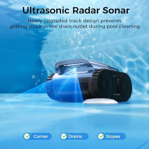 Robotic Pool Cleaner,Cordless Pool Vacuum for Inground Pools,Automatic Pool Cleaner Robot for Pool Floors,Drain Cleaning,Walls,Waterline,2150 Sq.ft,180min Runtime,3H Fast Charging Robot for Spa Pool