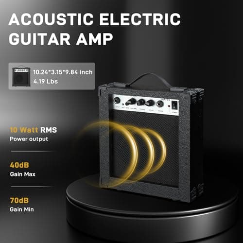 Ktaxon Full-Size Acoustic Electric Guitar with Amp, 41 Inch Basswood Body Guitars Kit for Beginner & Intermediate W/Bag, Strap, and Capo All Accessories Included (Black)