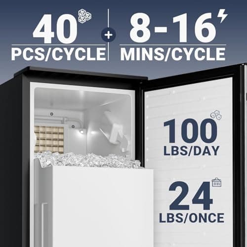 ICYGLEE Commercial Under Counter Ice Maker Machine with Drain Pump, 100Lbs/Day with 24lbs Storage, Built-in Freestanding Ice Maker, Self-Cleaning, 24H Timer, for Commercial & Home Use. (Stainless)