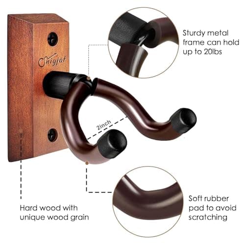 SNIGJAT Guitar Wall Mount 2 Pack, Wood Guitar Hanger Wall Hook with Screws, Guitar Stand Wall Mount Holder for Acoustic Guitar, Banjo, Bass,Guitar Accessories Gifts for Guitar Players