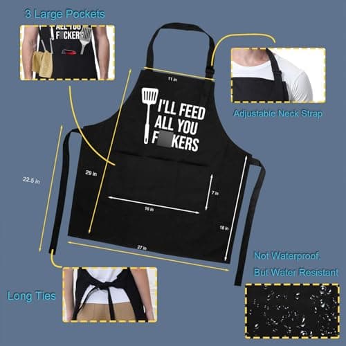 Miracu Funny Cooking Aprons for Men Women, Funny Dad Gifts for Mens Father, Mom - Fathers Christmas, Birthday Gifts for Dad Step Brother Boyfriend Husband, Cool BBQ Grilling Kitchen Chef Apron