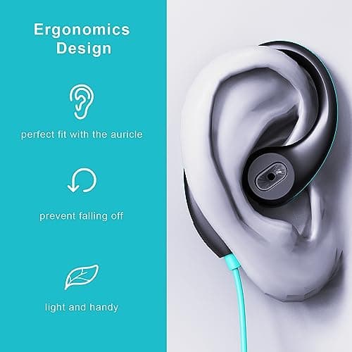 Upgrade Wired Sports Earbuds with Ear Hooks, Running Headphones Secure Fit Wrap Around Ear, Sweatproof In-Ear Earphones with Microphone, 3.5mm Jack for Smartphone Laptop Tablet MP3 Workout Jogging Gym