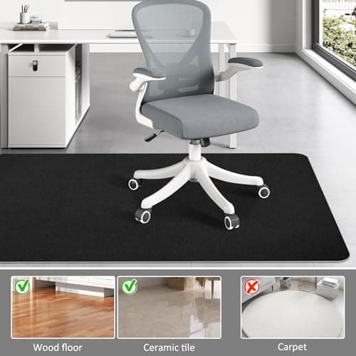 Office Chair Mat for Hardwood Floor & Tile Desk Mat for Rolling Chairs Protect Hardfloor Desk Area Rug for Workstations, Durable Chair Mat for Home and Office Use (Black, 36X48 in)