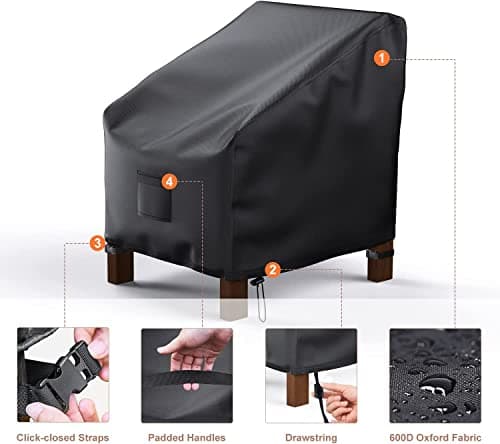 Patio Chair Covers Waterproof, Mrrihand Lounge Deep Seat Cover, Heavy Duty Outdoor Lawn Patio Furniture Covers (29" W x 30" D x 36" H - 2 Pack)
