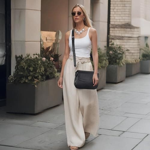 befen Genuine Leather Crossbody Bags for Women with Built in RFID Wallet Medium Womens Saddle Bag Cross Body Purse