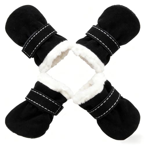 Small Dog Shoes for Winter, Snow Booties for Puppy, Outdoor Warm Dog Booties for Cold Weather (Brown, X-Small)