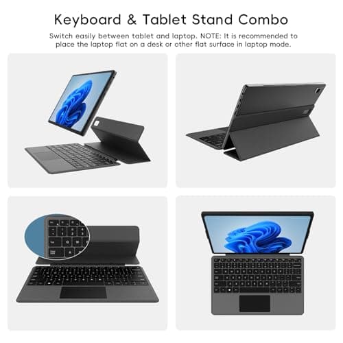 2-in-1 Laptop/Tablet (2025), Windows 11 PC with Magnetic Keyboard, 12” 2K FHD IPS Touchscreen Display, 4-core N95, 12GB DDR5 RAM 512GB SSD, 2 Stereo Speakers Computer for Home Business Students
