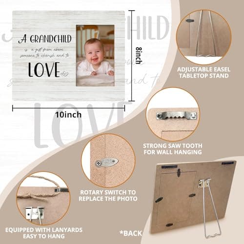 Grandparents Day Gifts, Grandparents Picture Frames, First Time Grandparent Grandma Grandpa Gifts, Grandkids Photo Frame, Grandpa Grandma Grandchildren Wood Picture Photo Frame for 4x6 Photo